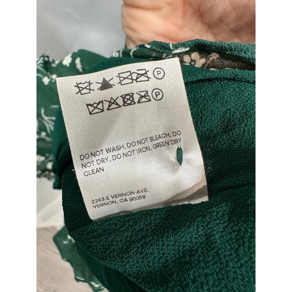 Reformation 8 Doutzen Floral Mini 3/4 Sleeve Dress Ruffle Fir & Flare Lake Green - Picture 7 of 15